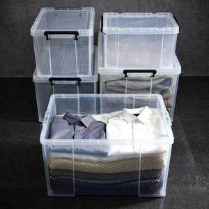 收纳箱北欧风格透明全透储存箱100l升150放衣服的箱子防霉防潮轮