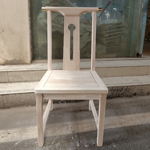 新中式实木白坯餐桌椅 现代餐台椅 休闲圆桌椅橡木白茬餐椅茶台椅
