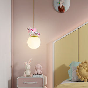 【独角兽】儿童房女孩床头吊灯可爱小熊女生卧室粉色创意小吊灯
