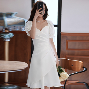 法式晚礼服裙女平时可穿洋装小个子白色短款连衣裙甜美仙女系气质