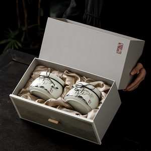 高档茶叶包装礼盒陶瓷茶叶罐礼品定制密封罐绿茶红茶储存茶叶空盒