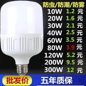 【新客】led灯泡家用E27螺口节能灯白光护眼超亮厂房大功率球泡灯