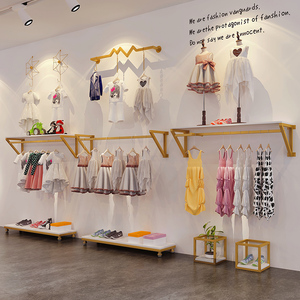 儿童服装店展示架店铺创意上墙链条落地式装修设计实体店服装货架