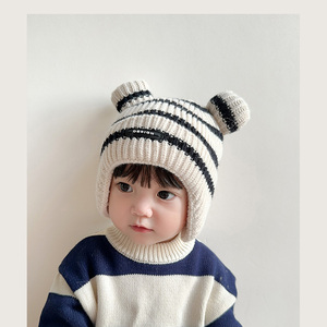 宝宝帽子护耳帽秋冬季婴儿小丸子毛线帽女童男童可爱超萌保暖帽潮