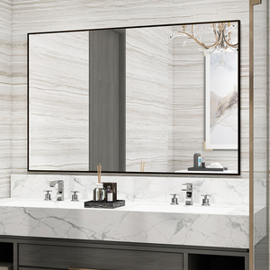 卫生间镜子壁挂铝合金简约化妆洗漱台洗手间挂墙式家用贴墙浴室镜