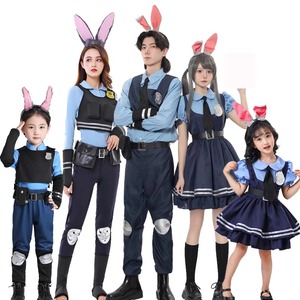 疯狂动物城cos服朱迪兔子警官衣服儿童表演情侣童装服装成人狐狸