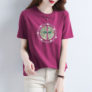 新中式国风上衣短袖T恤女2024年新款夏装设计感刺绣重工烫钻体恤