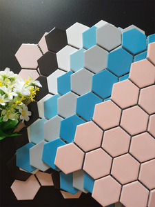 六角陶瓷砖马赛克白黑蓝粉色轻奢北欧背景墙贴洗手间卫生浴室内墙