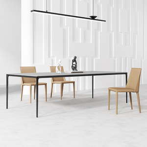 德利丰岩板餐桌现代简约家用小户型设计师长方形拉米娜铝合金桌椅