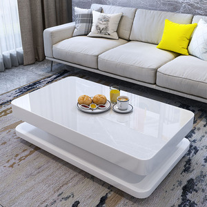 茶几简约现代电视柜组合小户型烤漆创意客厅黑白钢化玻璃圆角茶桌