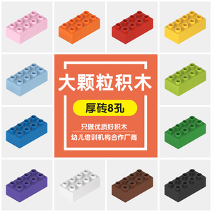 中国散零件大颗粒积木砖块2x4基础厚8孔拼插塑料拼装玩具称斤配件