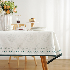 桌布白色长方形北欧式轻奢高级感茶几布艺餐桌台布2023新款仿棉麻