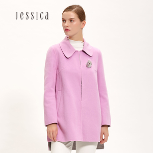 Jessica杰西卡女装秋冬米色双面绒双排扣短款大衣2943C2