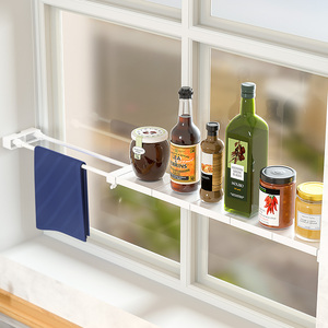 厨房窗台置物架夹缝可伸缩隔板分层架卫生间浴室免打孔收纳架神器