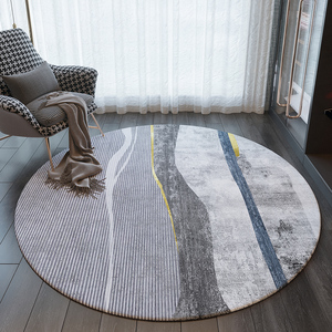 MUJIA日本进口圆形地毯 圆型轻奢风吊篮椅垫子卧室地垫家用床边毯