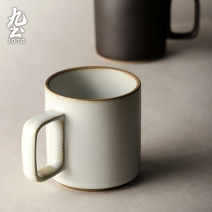 九土粗陶咖啡杯复古马克杯情侣对杯家用下午茶陶瓷杯子办公室茶杯