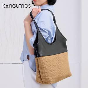 KANGLMOS菜篮子包包女士2024新款拼接单肩包大容量手提设计感小众
