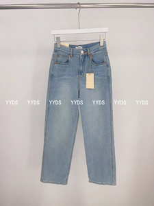 YYDS韩国女装1979代购2024春季新款浅蓝色显瘦直筒牛仔裤