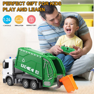 儿童大号无线遥控垃圾车环卫运输清洁车扫地车男孩工程充电玩具车