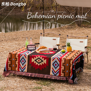 ins波西米亚风野餐垫露营桌布户外草坪防潮地垫帐篷装备毯子加厚