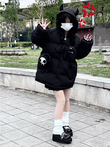 小恶魔可爱休闲甜酷风棉衣棉服外套女冬季宽松加绒加厚学生面包服