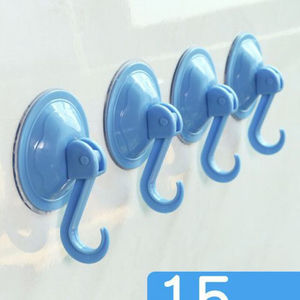 卫生间真空吸盘挂钩厨房门口吸壁式玻璃壁挂免打孔承重粘钩T蓝色