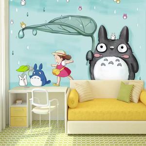 定制儿童房壁纸龙猫主题男孩女孩幼儿园淘气堡可爱墙纸宫崎骏壁画