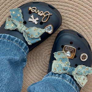牛仔风格复古甜酷星星五角星洞洞鞋通用配饰DIY鞋花配件鞋扣套装