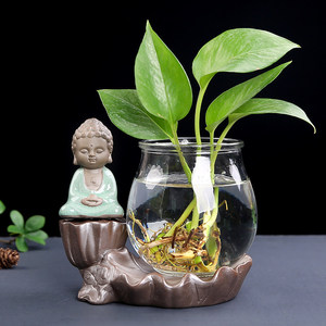 创意绿萝水培植物玻璃透明养花花瓶插花容器花盆器皿桌面装饰摆件