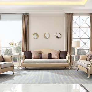全友家居欧美古典皮布结合沙发轻奢舒适可拆洗高端大气客厅家具