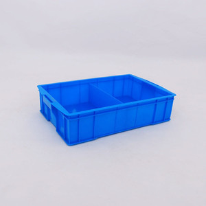 塑胶二分格周转箱530塑胶2格周转箱收纳框大号塑料物料箱590*385|