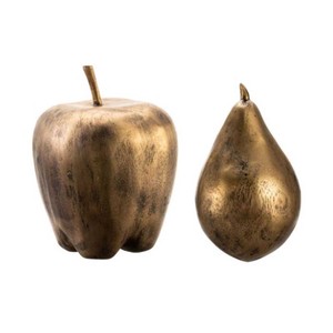 现代仿真水果蔬菜铜色梨子餐桌树脂苹果模型摆件桌面装饰摆设道具