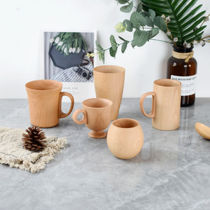 产家 北欧简约榉木杯 手工咖啡杯木制随手杯茶杯