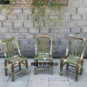 竹凳子竹子靠背家用老式竹子子编织藤阳台竹凳子小方凳矮凳的圆背