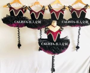猫芭蕾舞裙睡美人猫变奏蓬蓬裙私人定制紫红色黑色丝绒镶钻短纱裙