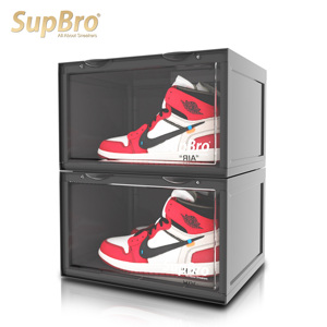 【618立即抢购】SupBro鞋盒收纳盒透明aj球鞋侧开盒鞋子收纳神器