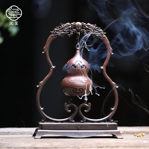 中式纯铜葫芦悬挂吊炉倒流香炉家用室内盘香炉创意倒流香香薰摆件