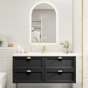 美法式橡木智能浴室柜陶瓷一体盆卫生间挂墙式洗手池洗脸盆柜组合