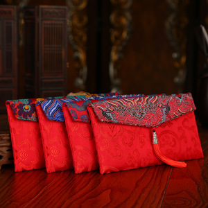 通用红包结婚利是封高档万元大红包袋绸缎个性布包盖隐藏式纽扣