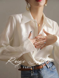 Rouje Allen法式Polo领高级感气质衬衣设计感小众真丝衬衫上衣女