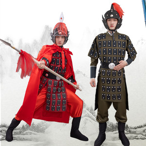 儿童花木兰演出服红色披风元帅铠甲将军绿色盔甲表演三国服装民族