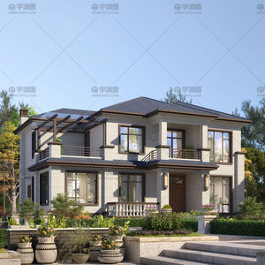 150平欧式小型二层农村自建房屋子别墅设计图纸洋楼效果【2176】