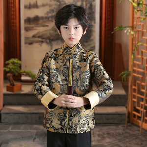 儿童演出服唐装男童中国风国学服中式礼服套装男孩中山装外套春秋