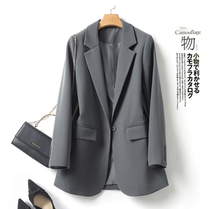 灰色西装外套女2024春秋新款韩版高级感小众时尚百搭气质垂感西服