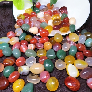 水晶碎石红玛瑙石摆件鱼缸石五彩色玉石小矿石头儿童宝石