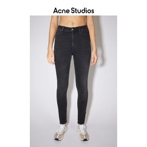 Acne Studios女士 Peg深色弹力小脚裤高腰紧身修身九分长裤牛仔裤