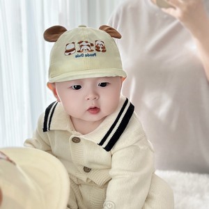 婴儿帽子春秋薄款超萌纯棉熊猫鸭舌帽软檐小月龄婴幼儿宝宝遮阳帽