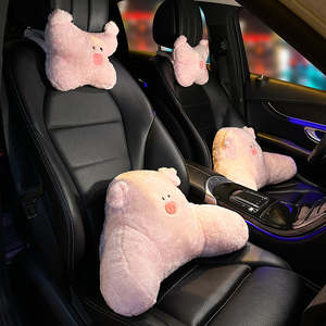 汽车头枕护颈枕创意可爱小猪腰靠一对车内靠枕车载座椅枕头靠背垫