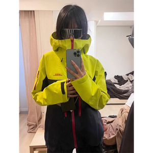 芙沿荧光绿冲锋衣外套女款春秋2024新款户外三合一防风防水登山服