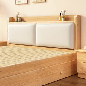 床实木双人床1.5米现代简约1.8工厂直销全实木软包单人床1米2床架